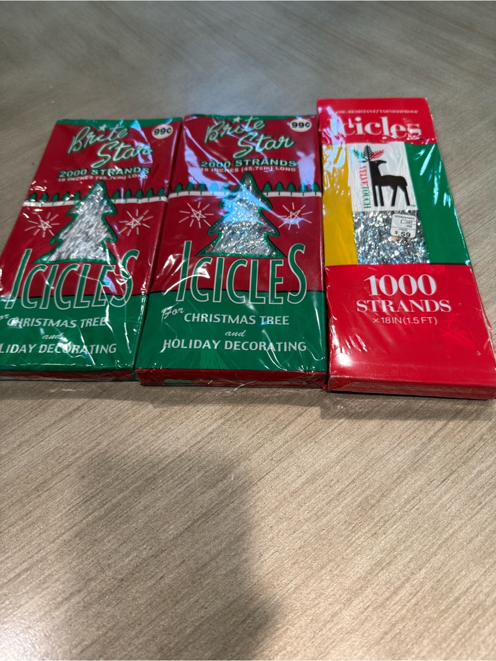 Brite Star Velvet Touch Christmas Tree Icicles Lot of 3 Boxes  5000 strands NIB